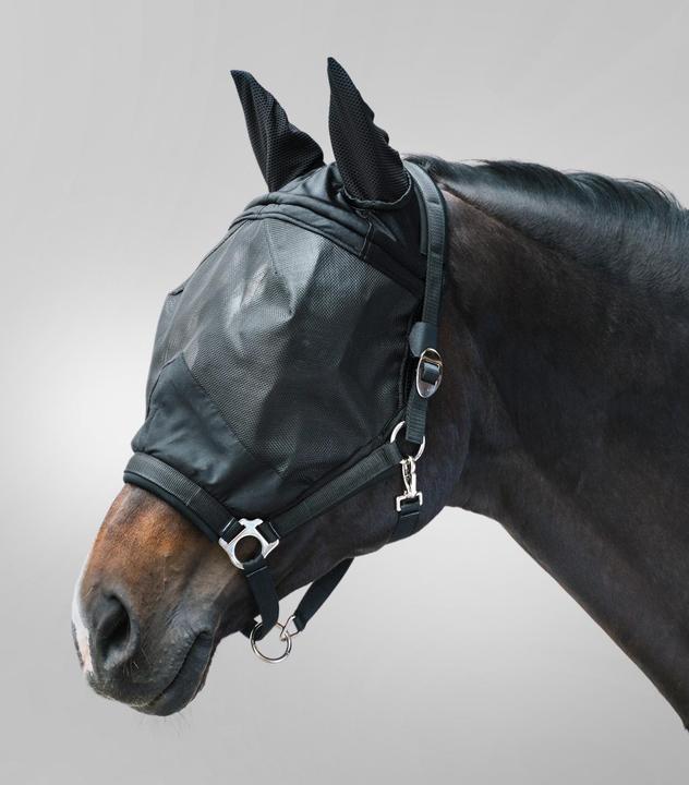 Waldhausen Premium Fliegenmaske mit Halfter für Pferde Silber Shetty