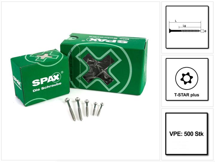 Produktbild Spax Spanplattenschrauben SK T20 4,0x60 mm (500 Schrauben pro Stück)