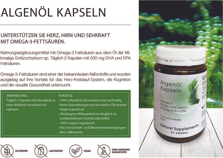 Actual product image Andrea Natural Supplements Algenöl (90 Piece, Capsules, 161 g)