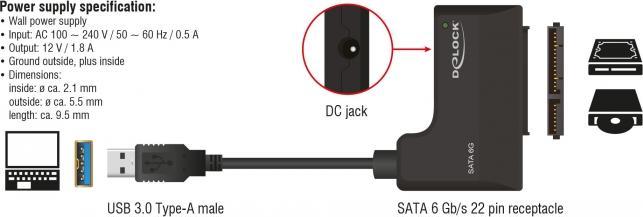 Produktbild Delock Konverter USB 3.0 zu SATA 6 Gb/s