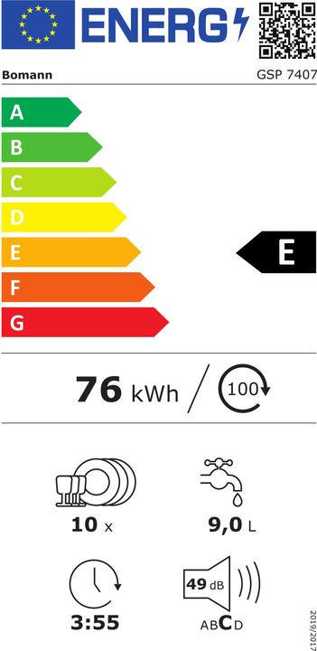 Etichetta energetica Bomann BOM GSP 7407
