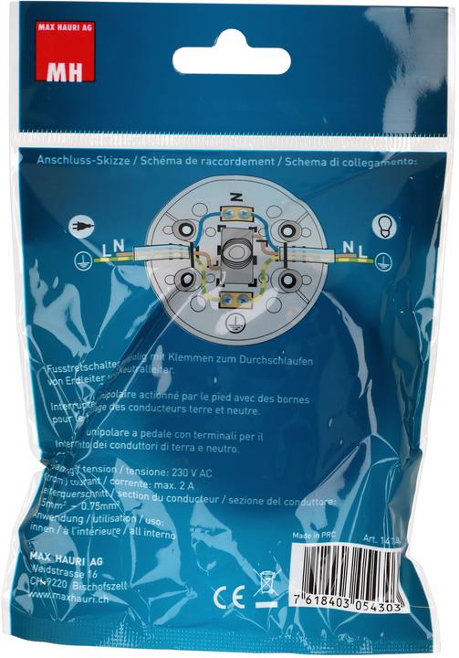 Actual product image Max Hauri Foot control switch 1-pole 70 mm