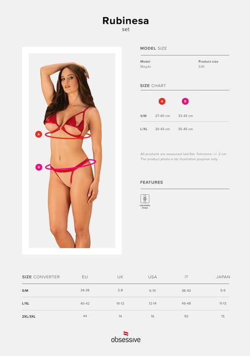 Produktbild Obsessive Schleifen-BH mit offenen Cups aus Satin plus String (S, M)