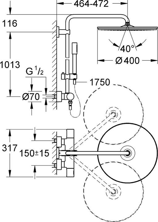 Image du produit Grohe Système de douche RAINSHOWER SYSTEM 400 avec mitigeur thermostatique chromé