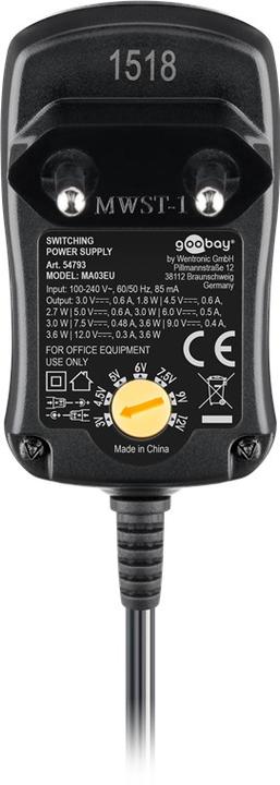 Actual product image Goobay 3 V - 12 V universal power supply