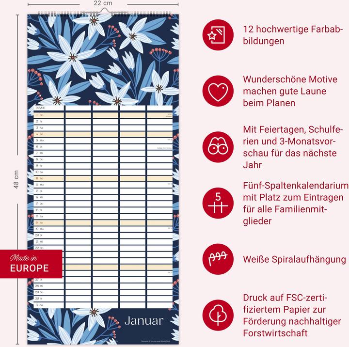 Actual product image Floral total Familienplaner 2026 (German)
