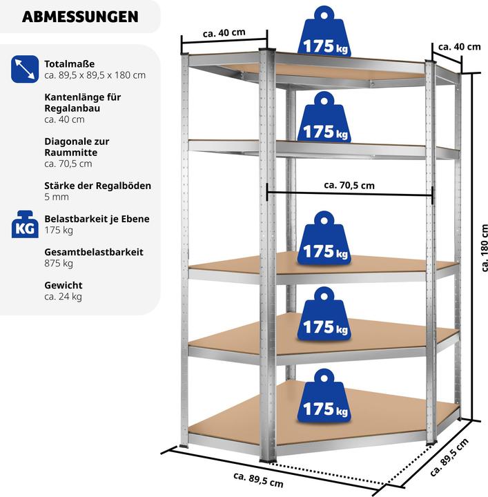 Actual product image tectake Garage shelving unit corner shelf, heavy-duty Manfred
