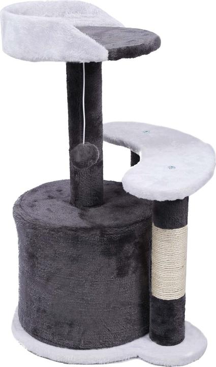 Actual product image Wiltec Cat Tree Scratching Post Climbing Tree 67cm in Grey/White with Plattform, Cave and Ball (67 cm, Grey/white)