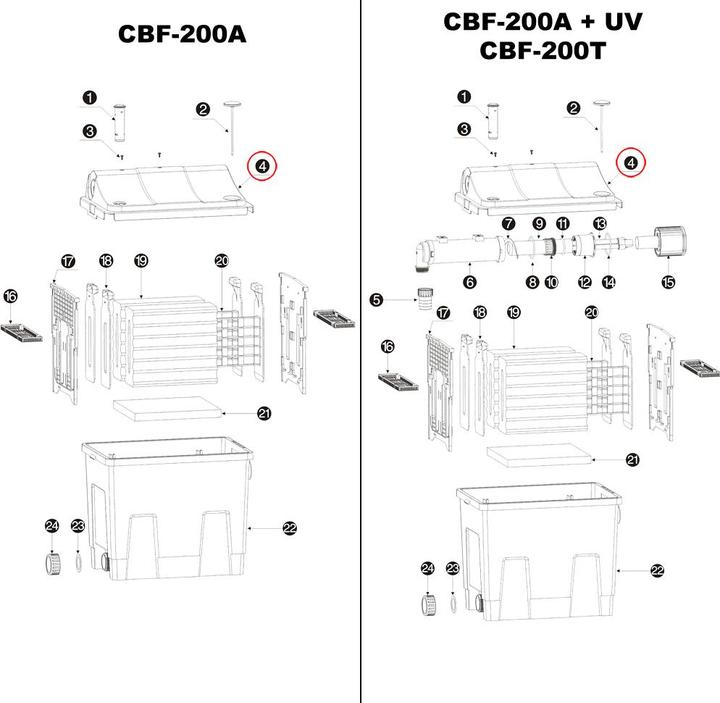 Produktbild SunSun CBF-200T/-200U/-200/-200A Ersatzteil Deckel Biofilter Teichfilter