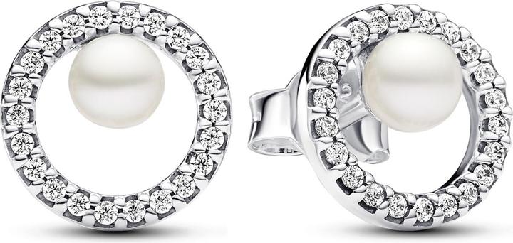 Pandora Ohrstecker Treated Freshwater Cultured Pearl & Pavé Halo (Silber 925)