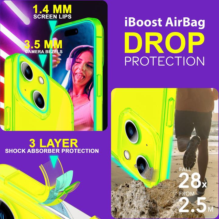 Immagine prodotto Nalia Copertura in silicone trasparente al neon (Apple iPhone 15)