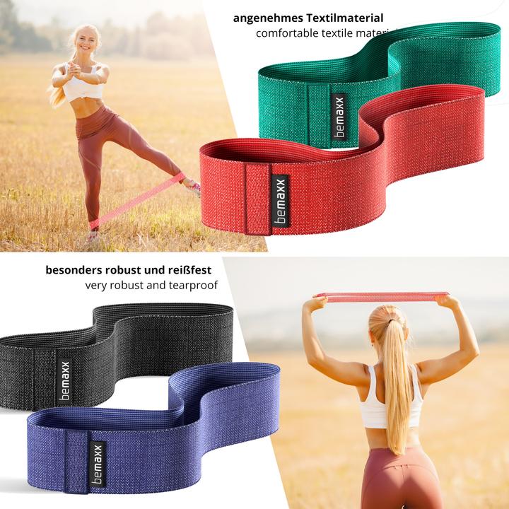 Actual product image BeMaxx Fitness Loop Band Set of 5, Textile (0.32 m, Extra strength, Easy, Strong, Medium)