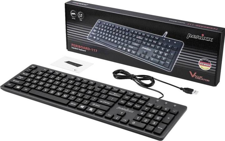 Actual product image Perixx PERIBOARD-117 P DE B PS2 Keyboard German, QWERTZ Black (DE, Cable)