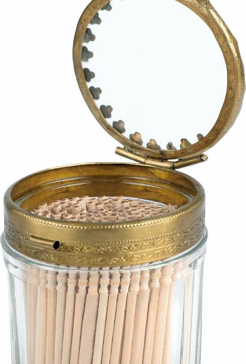 Actual product image Loberon Toothpick Box Rashid clear/brass (1 x)