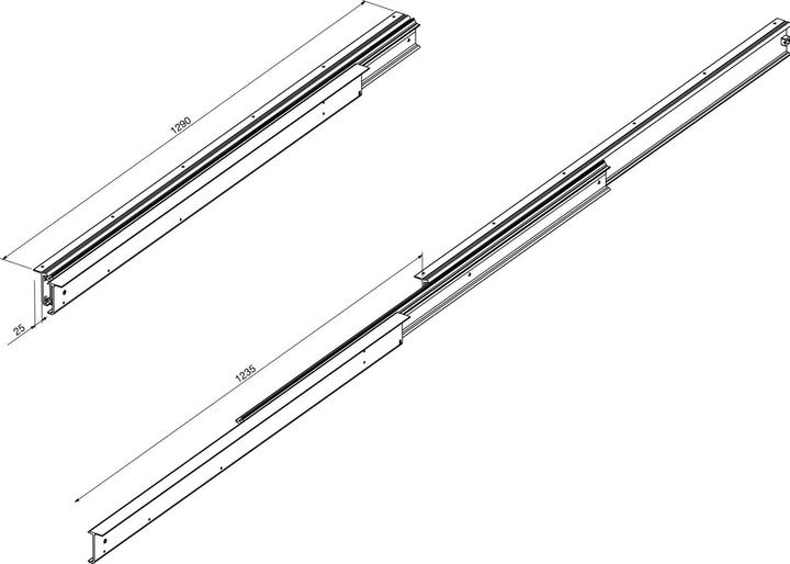 Produktbild Pöttker ALU 77 FRONTSLIDE Ausziehtischführung, Auszugsweg 1236 mm, Länge 1315 mm, Alu (150 cm)