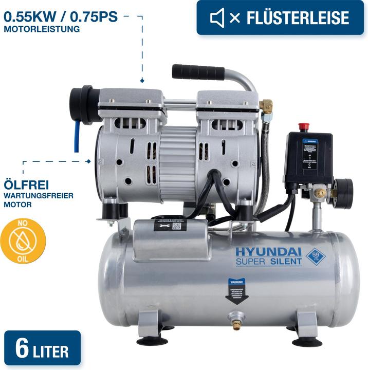 Hyundai Silent Kompressor SAC55751 (8 Bar, 6 l)
