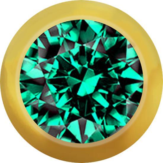 Star Piercing Micro Kugel vergoldet mit Kristall türkis (Chirurgenstahl 316L)