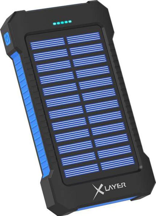 Produktbild Xlayer Powerbank PLUS Solar Black/Blue 8000mAh (8000 mAh, 5 W, 29.60 Wh)