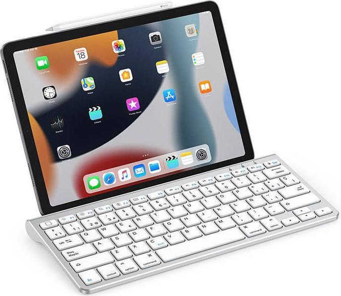Actual product image Omoton Wireless iPad keyboard KB088 with tablet holder (silver) (iPad)