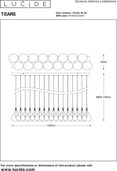 Actual product image Lucide Tears (G4, 1920 lm)