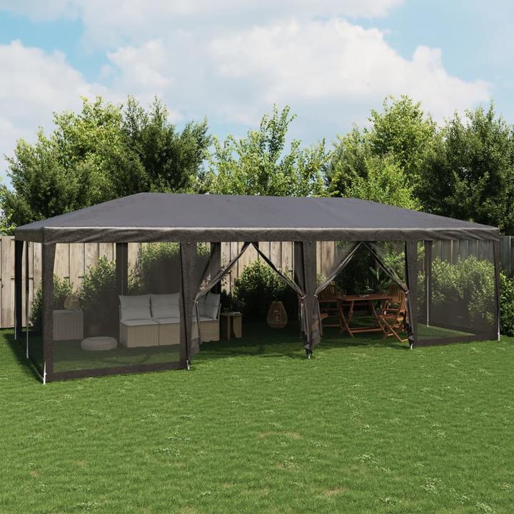 Produktbild VidaXL Partyzelt Pavillon Festzelt mit 12 Mesh-Seitenteilen Anthrazit 8x4m HDPE (800 cm, 400 cm)