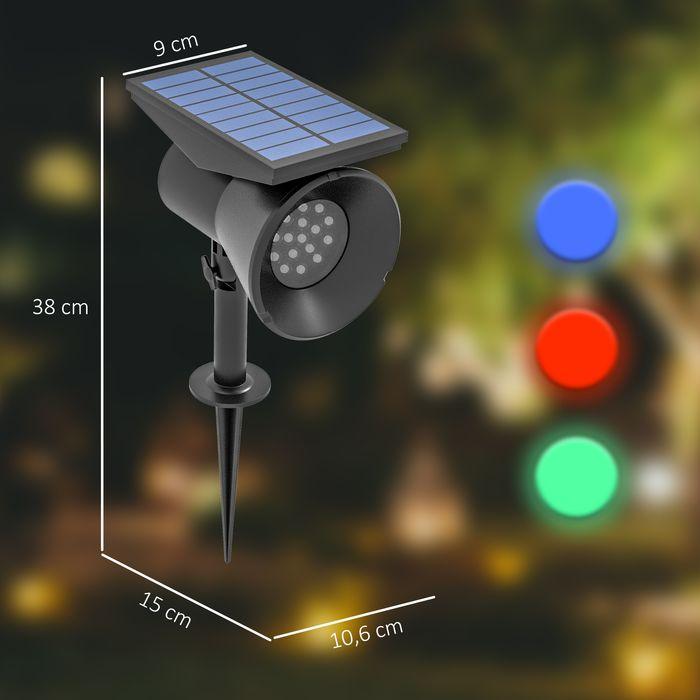 Produktbild Swisshandel24 Solarleuchten, 2 Stück Solarlampen, 2 Lichtfarben, Boden-/Wandmontage, IP54 Wasserdicht, Schwarz (IP54)