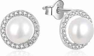 Beneto Fine silver earrings with real pearls AGUP2091P (L)