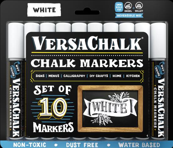 Produktbild VersaChalk - Weisse Flüssigkreide Marker 10er Set 5mm Spitze (Weiss, 5 mm, 10 x)