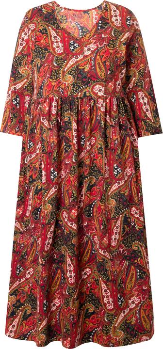 Produktbild Ulla Popken Jersey-Maxikleid, Paisley, A-Linie, V-Ausschnitt, 3/4-Arm (42, 44)