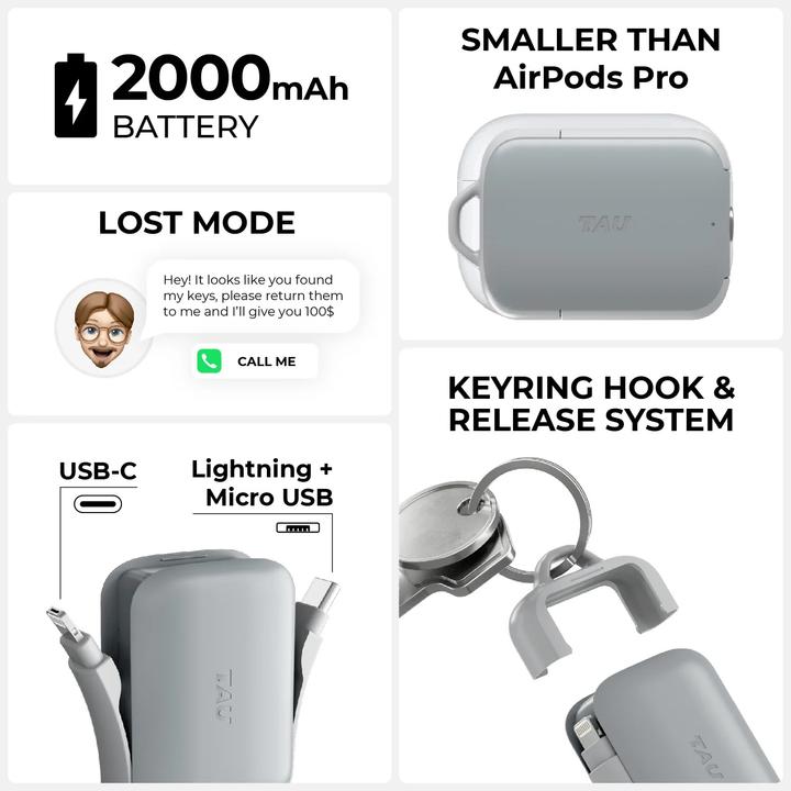 Image du produit Rolling Square TAU 2 Schlüsselbund- Powerbank (2000 mAh)
