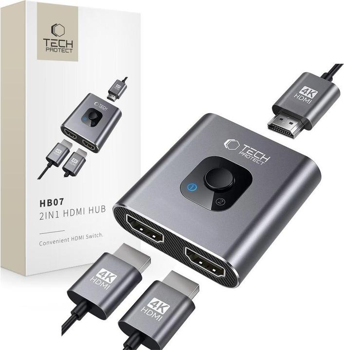 Immagine prodotto Tech-Protect HB07 HUB Adapter 2in1 HDMI 4K 60HZ - gray (HDMI, 4.70 cm)