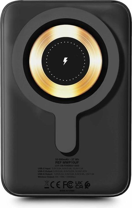 Productafbeelding Urban Factory WIFI MAGNEE POWERBANK 10.000MAH ZWART (10000 mAh, 15 W, 37 Wh)