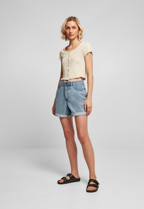 Actual product image Urban Classics Ladies Cropped Button Up Rib Tee - 12114 (4XL)