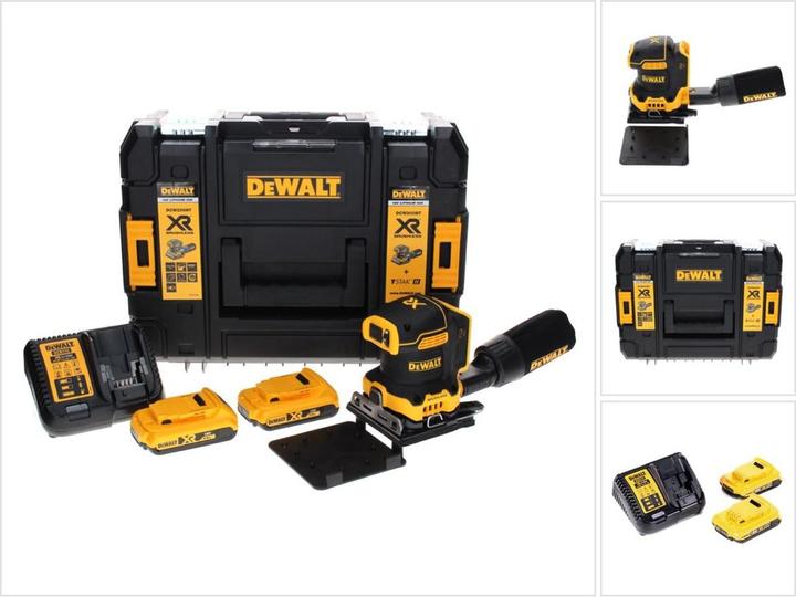 Productafbeelding DeWalt DCW 200 D2 accu-trilschuurmachine 18 V 108x115 mm + 2x Accu 2.0 Ah + Lader + TSTAK (Excentrische schuurmachine)