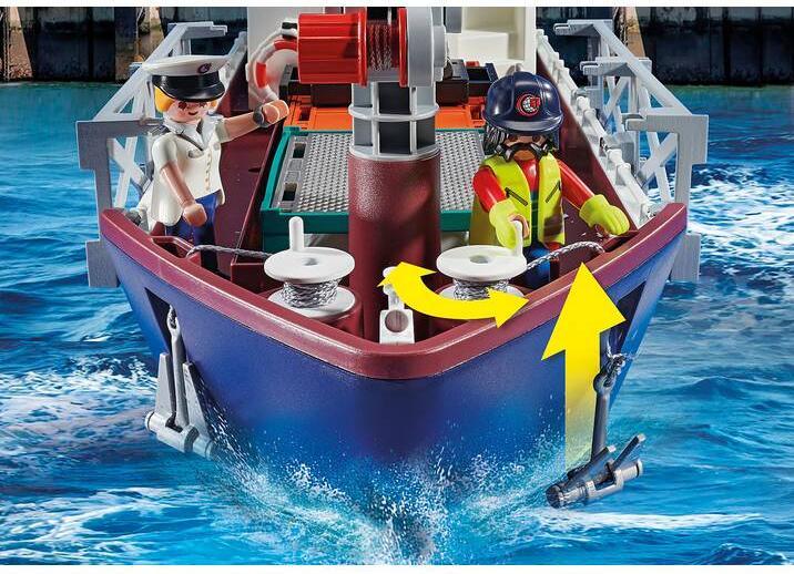 Actual product image Playmobil Large container ship with customs boat (70769, Playmobil City Action)