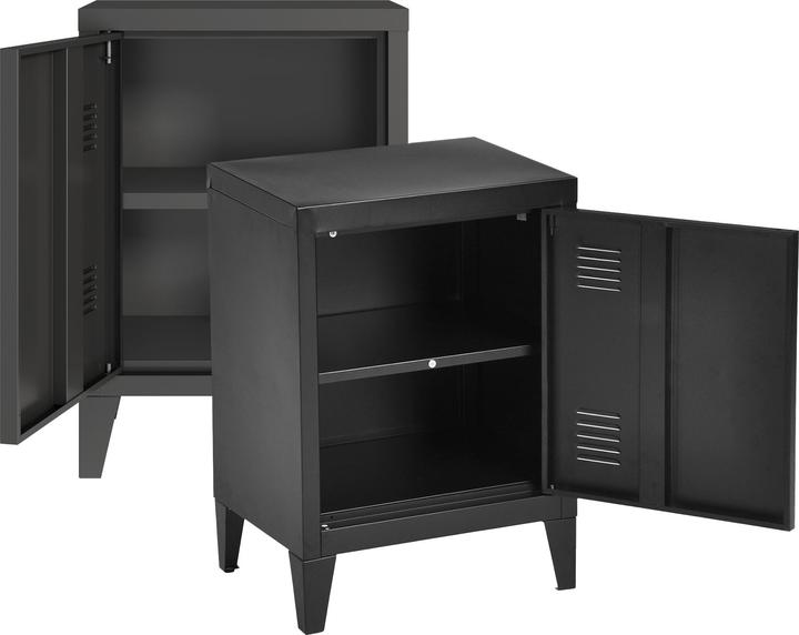 Produktbild En.Casa Nachtschrank Inari 2er Set Türgriff rechts und links Schwarz