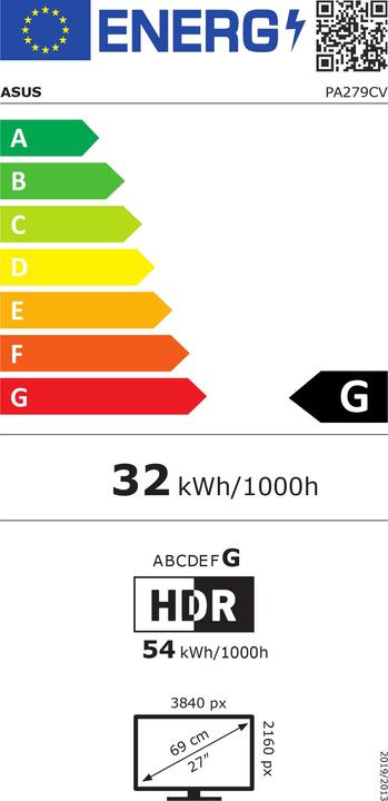 Energy Label ASUS ProArt PA279CV (3840 x 2160 Pixels, 27")