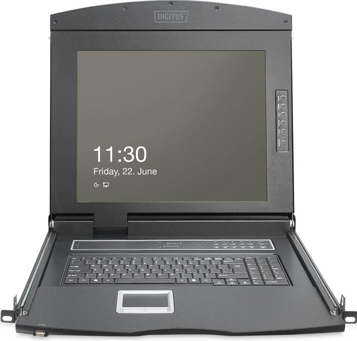Produktbild Digitus 19" HD LCD KVM Konsole, 16-Port Cat 5, deutsche Tastatur