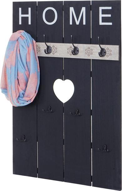 Produktbild Mendler Wandgarderobe Home, Shabby Look Vintage, 8 Haken 91x60cm - dunkelgrau, shabby