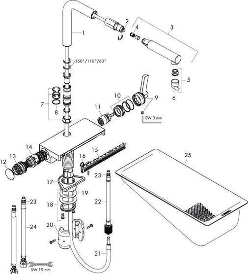 Productafbeelding hansgrohe Aquno Select M81 Eéngreeps keukenmengkraan 250 (chroom)
