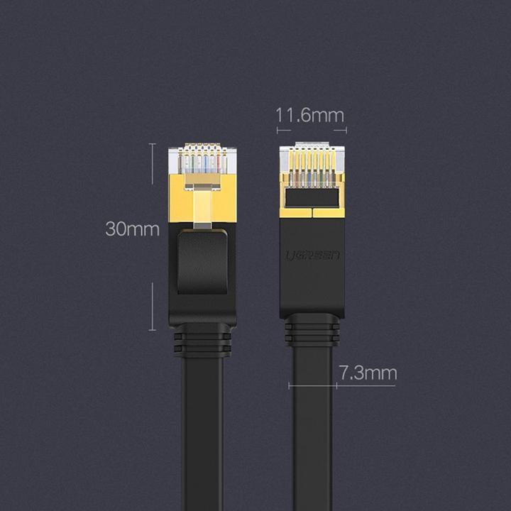 Produktbild Ugreen Ethernet RJ45 Flat network cable, Cat.7, STP, 0.5m (Black) (U/FTP, CAT7, 0.50 m)