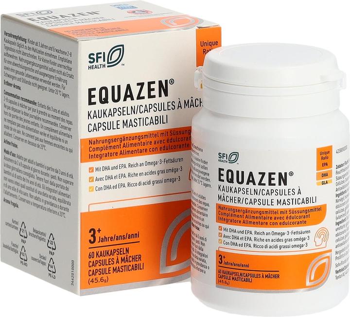 Nutritional values and ingredients Equazen IQ Equazen Chewable Capsules/Capsules à mâcher/Capsule masticabili Ds 60 Stk (60 Piece, Capsules, 75 g)