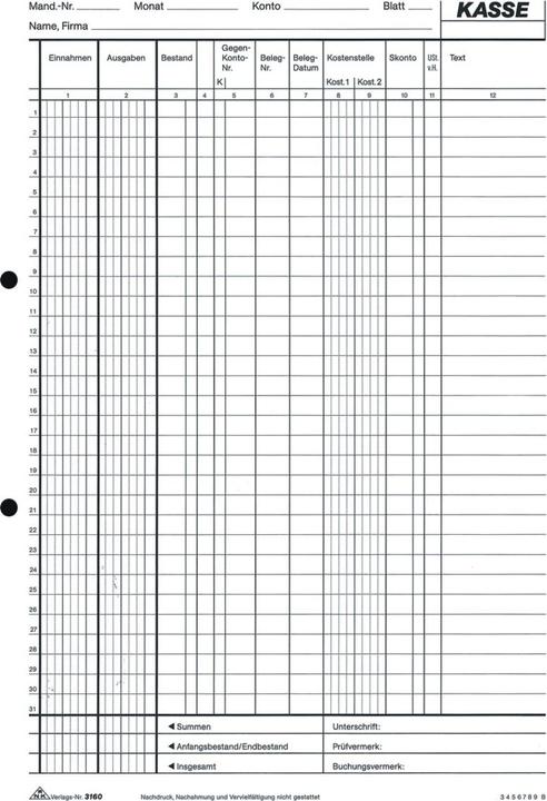 Actual product image Rnk Publisher Cash Book/EDP Form Book 3160 (100 x)