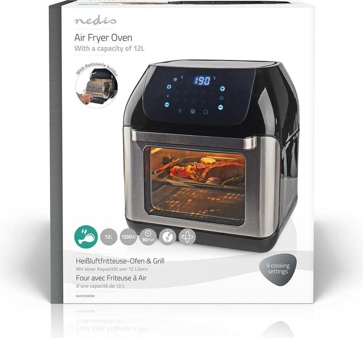 Produktbild Nedis Heissluft Friteuse 12 l Timer: 60 min Digital Schwarz (EU-Stecker)