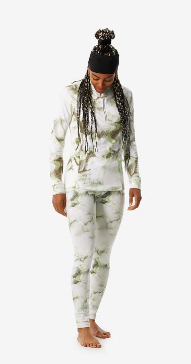 Actual product image Wedze Women's functional ski underwear trousers - BL 500 Seamless green/white with print (S)