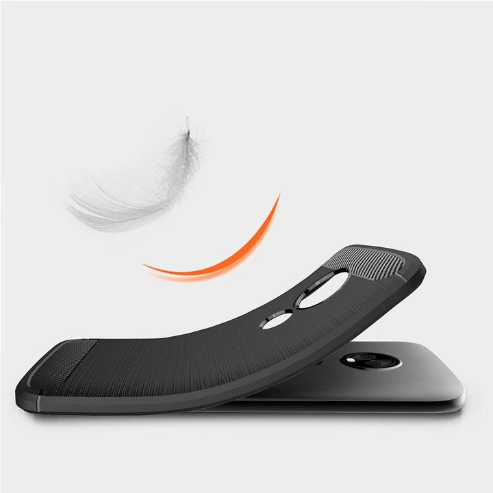 Produktbild König Design Hülle Handy Schutz für Motorola Moto E5 Play Case Cover Bumper Carbon Optik Blau (Motorola Moto E5 Play)