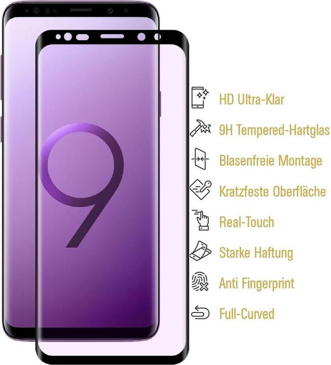 Actual product image Protectorking 3x real tempered 9H armoured glass 3D CLEAR (3 Piece, Samsung Galaxy S9+)