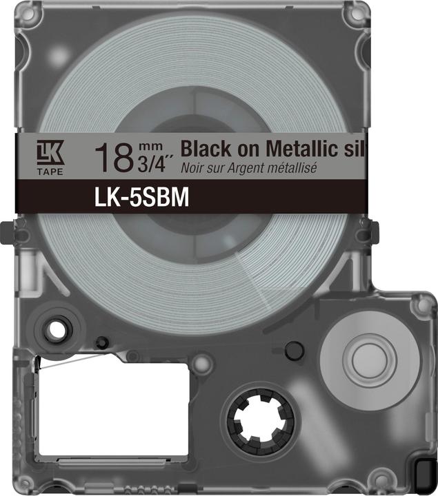 Immagine prodotto Epson Argento metallizzato/nero 18 mm LK-5SBM (1.80 cm, Argento)