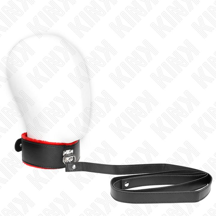 Actual product image Pipedream KINK - NECK CHAIN WITH BELT 116 CM WITH RED LEATHER BAND ADJUSTABLE 40-48 CM X 6 CM