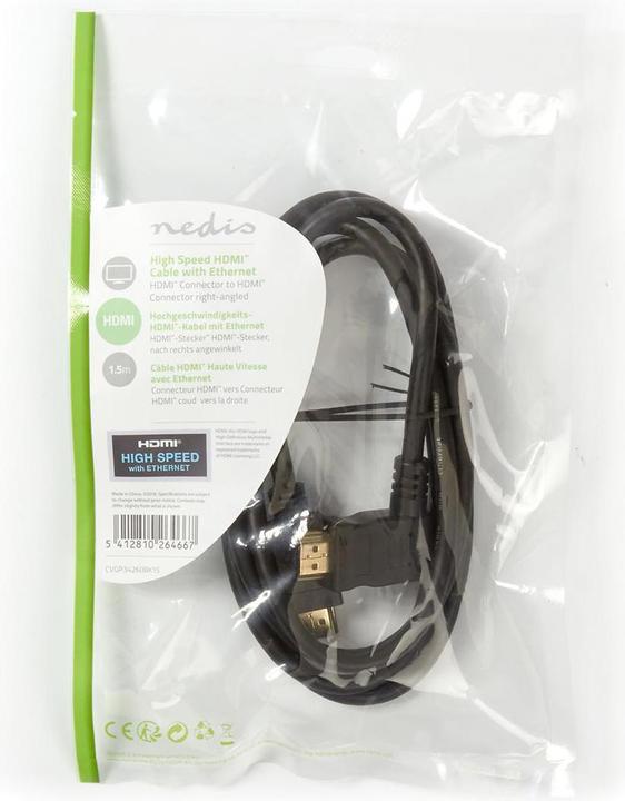 Actual product image Nedis Video cable, right angled, HDMI plug (1.50 m, HDMI)